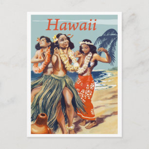 Hula-meisjes op Hawaiaans strand Briefkaart