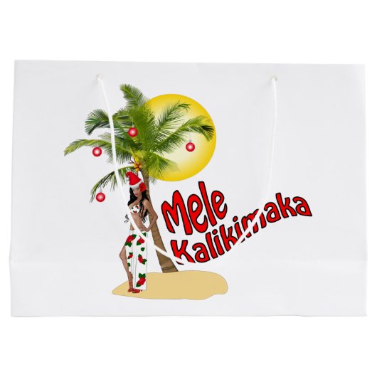 Hula Mele Kalikimaka kerstcadeau Grote tas Groot Cadeauzakje (Achterkant)
