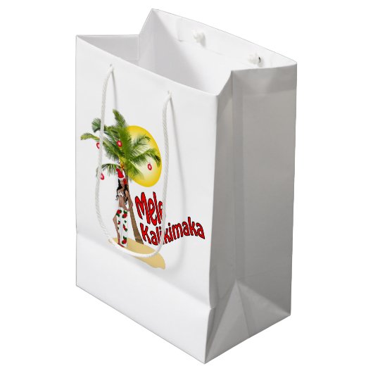 Hula Mele Kalikimaka kerstcadeau medium Medium Cadeauzakje (Voorkant Gekanteld)