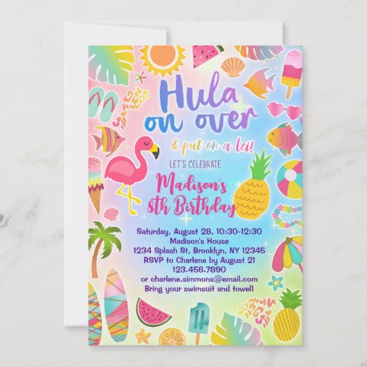 Hula op Luau Verjaardag uitnodiging (Voorkant)