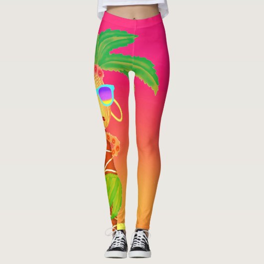 Hula Palm (orange couché de soleil) leggings (Devant)