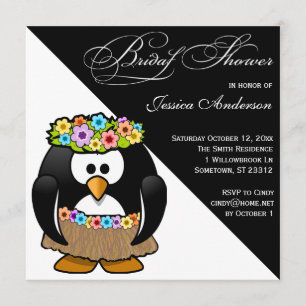Hula Penguin Bride Vrijgezellenfeest Invite Kaart