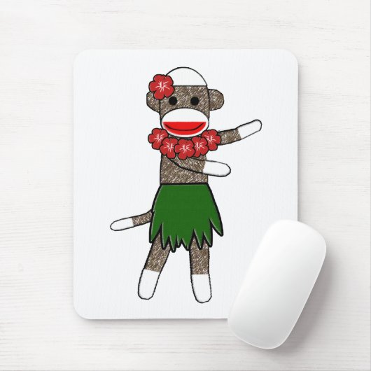 Hula Sockmonkey - Mousepad Muismat (Met muis)