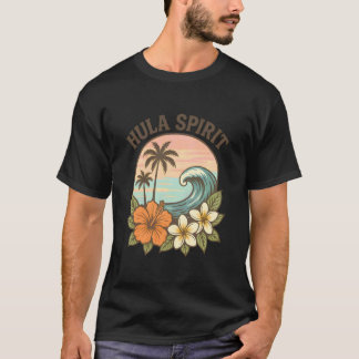 Hula Spirit Retro Surf Golf Hibiscus Plumeria Bloe T-shirt