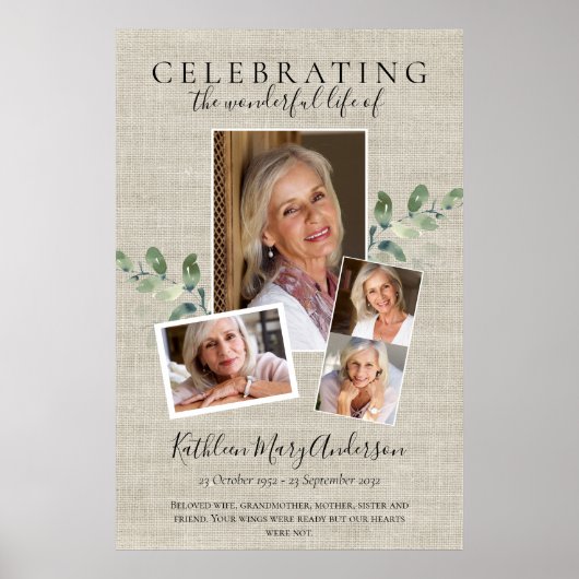 Hulde Eucalyptus Foto-herdenkings- Funeral Memoria Poster (Voorkant)