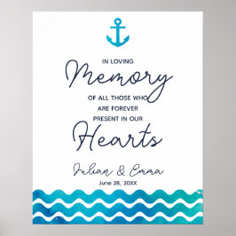 Hulde herinnering zee bruiloft anker bord poster