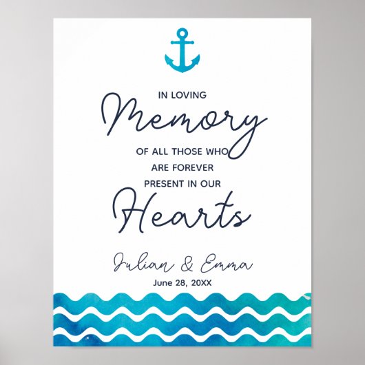 Hulde herinnering zee bruiloft anker bord poster (Voorkant)