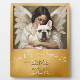 Hulde Verlies van Franse Bulldog Angel Illustratie Fotoplaat
