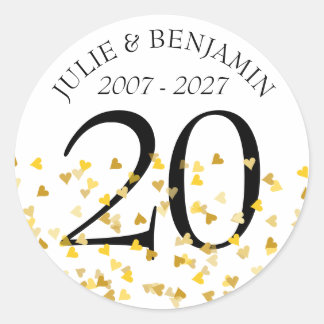 Huldeblij Gold Harten Confetti Ronde Sticker