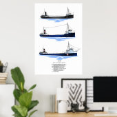 Hull 306 Great Lakes Freighter History Poster (Thuiskantoor)