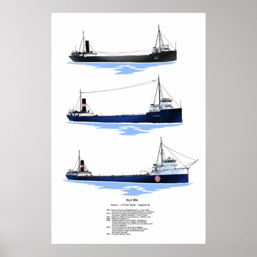 Hull 306 Great Lakes Freighter History Poster (Voorkant)