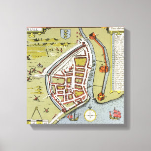 Hull, detail vanaf de kaart van North and East Rid Canvas Afdruk
