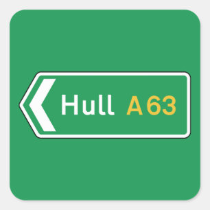 Hull, UK Road Sign Vierkante Sticker