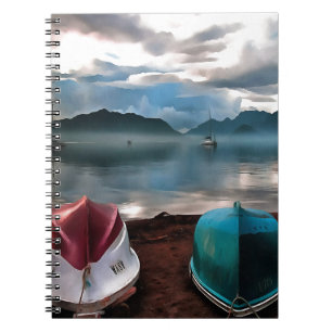 Hullen van boten en marmarineswinterseascape notitieboek