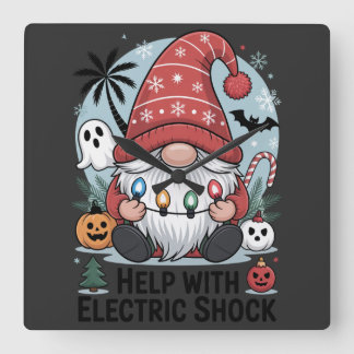 Hulp bij Elektrische Schok – Grappig Kerstmis  Vierkante Klok