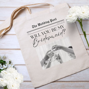 Hulp bruidsmeisje voorstel krant  tote bag