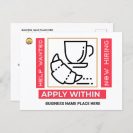 Hulp Gezocht nu Huren past Aangepast Logo toe Briefkaart