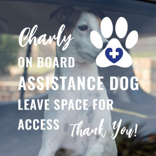 Hulp Hond aan boord Pet Paw Blue Medical Logo Raamsticker