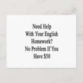 Hulp nodig bij uw Engelse thuiswerk Geen probleem  Briefkaart (Voorkant)