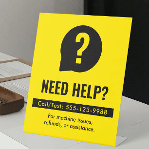 Hulp Nodig Geel & Zwart Wasmachinebedrijf Reclamebord Met Voetstuk