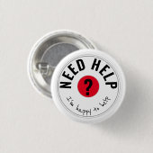 HULP NODIG Ik help graag RED Ronde Button 3,2 Cm (Voorkant /achterkant)