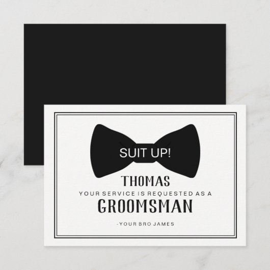 Hulpmannenkaart - Black Tie Kaart (Voorkant / Achterkant)