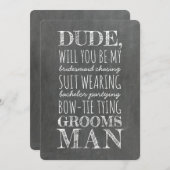 Hulpmannetje in pak grap voorstel kaart (Voorkant / Achterkant)