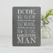 Hulpmannetje in pak grap voorstel kaart (Staand voorkant)