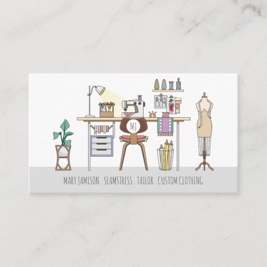 Hulpmiddelen van de Trade Tailor Seamstress Visitekaartje (Voorkant)
