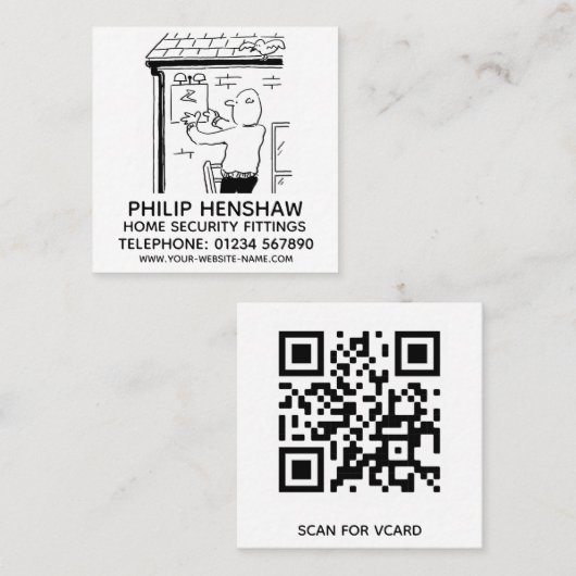 Hulpmiddelen voor alarmering en beveiliging thuis vierkante visitekaartje (Voorkant / Achterkant)