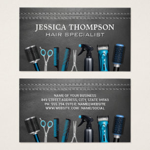 Hulpprogramma's voor airdresser Gesitteerd leder Visitekaartje