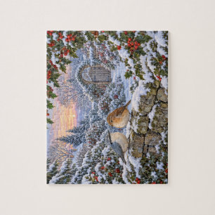 Hulst in de Sneeuw Winter Vogels Puzzel