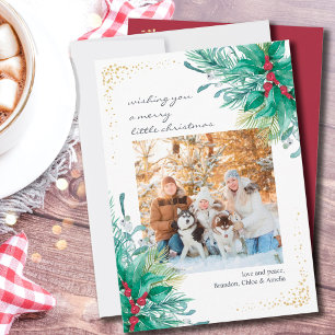 Hulst Mistletoe Casual Script Kerst Foto Plat Feestdagenkaart