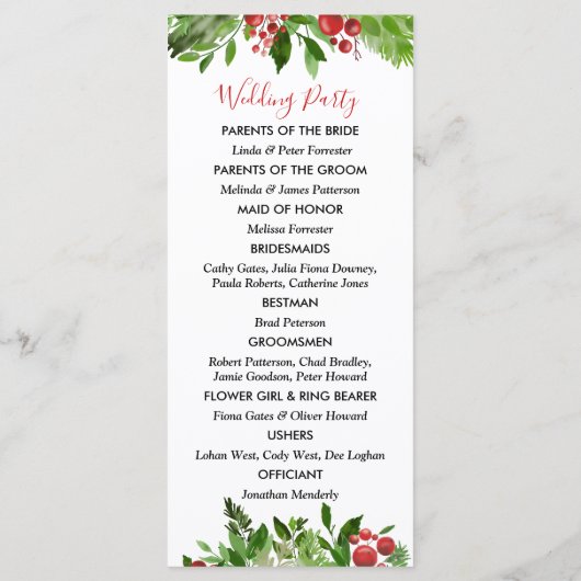 Hulst Rode Bes Kerst Moderne Trouwprogramma Programma (Achterkant)