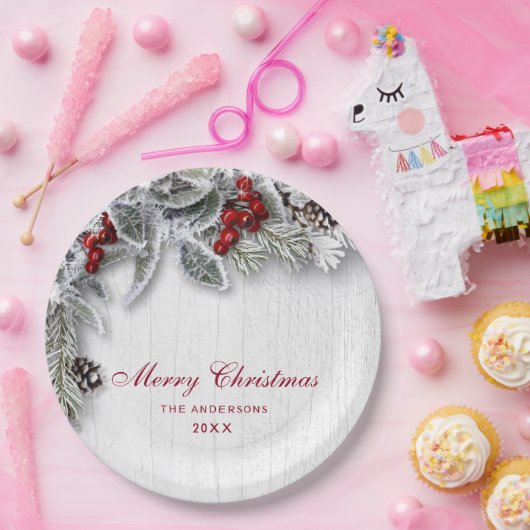 Hulstak Rustic Kerstfeest Kerstfeest Papieren Bordje (Feest)