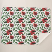 Hulstbes Botanische Winterloof Sherpa Deken (Voorkant (horizontaal))