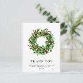 Hulstbes Dennenkegels Kerstkrans Bedankt Briefkaart (Staand voorkant)