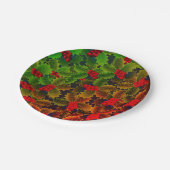 Hulstbes en -bladeren gloeiend winterrood groen papieren bordje (Gekanteld)