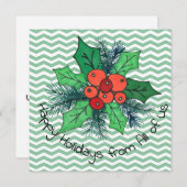 Hulstbes op Chevron Feestdagenkaart (Voorkant / Achterkant)