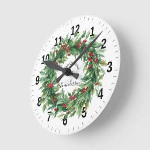 Hulstbesmistletoe Krans Kerst Familie Naam Ronde Klok