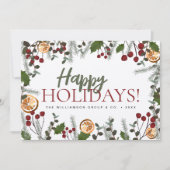 Hulstbessen Dennentak Kersthuis Prettige Feestdage Feestdagenkaart (Voorkant)