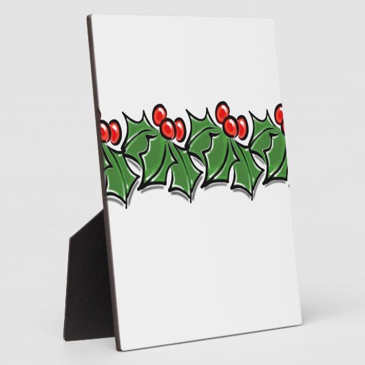 Hulstbladeren, hulstbessen, kerstkrans fotoplaat (Zijkant)