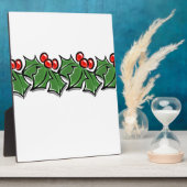 Hulstbladeren, hulstbessen, kerstkrans fotoplaat (Zijkant)