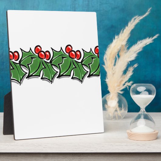 Hulstbladeren, hulstbessen, kerstkrans fotoplaat (Zijkant)