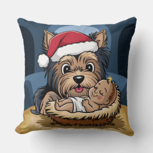 Hulstkind aanbeden door Yorkshire Terrier Kussen
