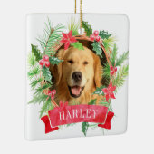 Hulstkrans Hond Foto Keramisch Ornament (Rechts)