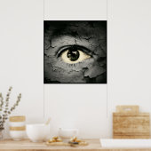 Humaan oog, afgerond op de huid van het schilferen poster (Keuken)