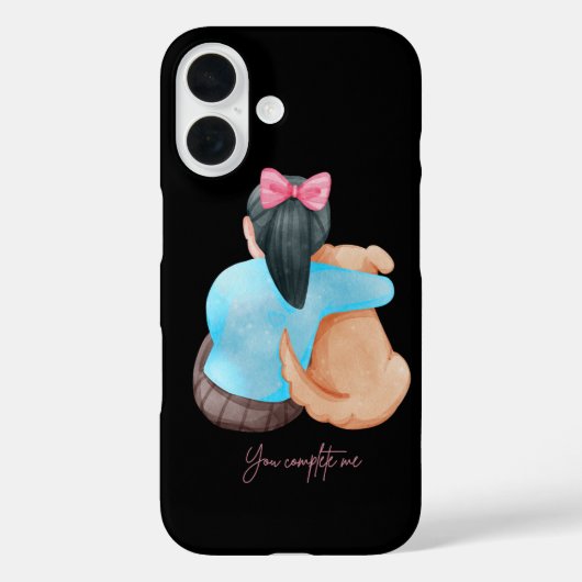 Human & Dog Back View – Minimalist iPhone Case (Achterkant)