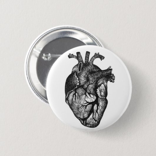 Human Heart Drawing Button (Voorkant /achterkant)