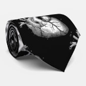 Human Heart Macabre Black & White Silky Stropdas (Opgerold)